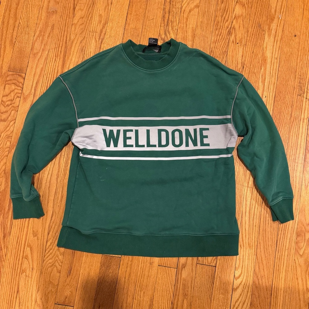 We11done (Welldone) green Crewneck sweatshirt